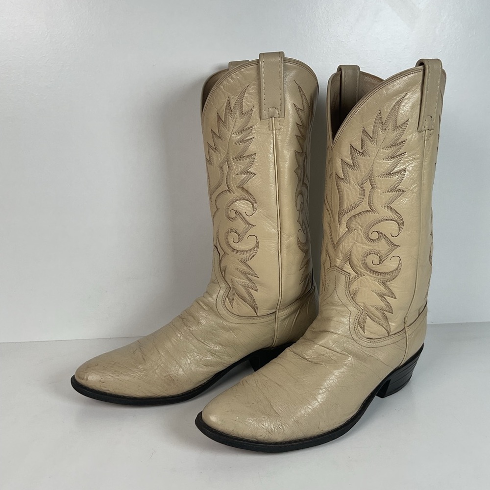 Vintage Dan Post Smooth Ostrich Cowboy Boots | Exotic | USA Made | 10.5 D